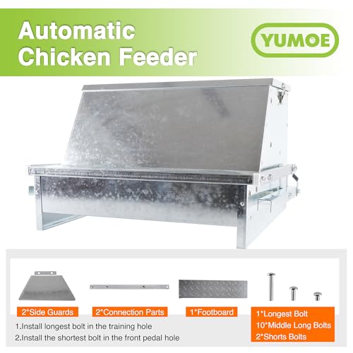 Rat Proof MAX-25Lbs Treadle Chicken Feeder No Waste Poultry Feeder | Weatherproof galvanized metal durable, Rodent-proof design, Reduces feed waste, Well-constructed, Easy setup