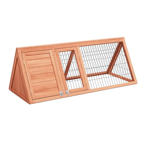Small Chicken Coop Indoor Outdoor, Wooden Triangle Quail Cage All Weather Used Bunny Hutch with with Wire Fence,Pull-Out-Tray for Chick Duck Rabbit Guinea Pig(Brown) - color: Brown
