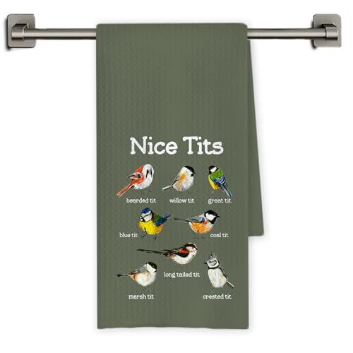Chicimln Green Funny Bird Kitchen Towels, Bird Lovers Watchers Gifts Decorative Hand Towels for Bathroom, Kinds of Birds Dish Tea Towel Drying Cloth for Kitchen Decor, 16x24 Inch - color: Green