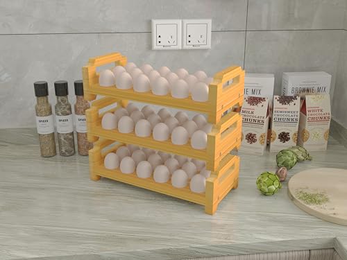 Bamboo Egg Holder Countertop - Stackable Design for Fresh Eggs, Farmhouse Egg Tray Storage Display Rack, Kitchen Counter Top Organizer Wooden Egg Stand, Fits Quail, Duck, Turkey, Chicken Eggs (Luxury) - style: Luxury