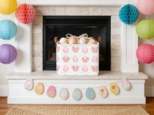 Rectangular Bow Easter basket,Easter basket empty,Storage Basket for baby Bedroom,Toy Gift Organizerm,Kids Storage Bin,Gift baskets,Easters Home Decor(Bow egg) - color: Bow egg