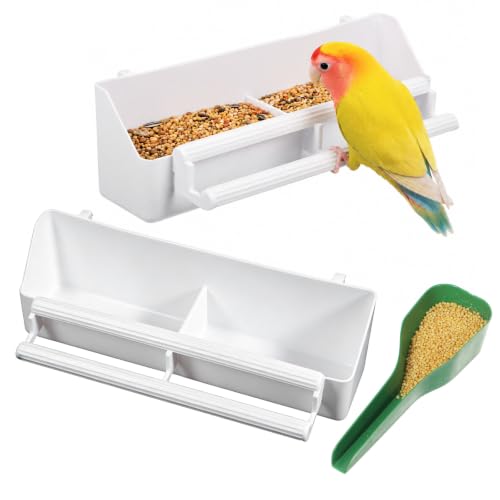 2 Pack Bird Cage Feeder Bird Feeder for Cage Birds Food Bowl | Hanging Birds Waterer Food Feeders with 1 Feeders Accessories for Small Parakeet Cockatiel Canary Parrot