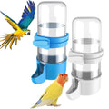 Pawfly Auto Bird Waterer, 2-Pack Cage Dispenser Feeder for Parrots, Hamsters - Small Bird Accessories for Cockatiel, Budgie, Lovebirds (White/Blue) - size: 2PCS