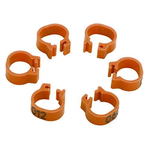 8mm Pigeon Leg Bands 0-100 Numbers Chicken Identification Leg Bands for Bantam Finch Dove Lovebird Coturnix Quail (Brown) - color: Brown