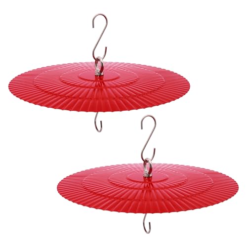 MEKKAPRO Hummingbird Feeder Guard Metal Rain Guard Squirrel Baffle, 2 Pack | Plain Dome Shields Feed from Rain, Fits Hummingbird, Tube, Thistle & Hopper Feeders, Low-Profile Rust-Proof Steel Hardware - color: Red - 2 Pack