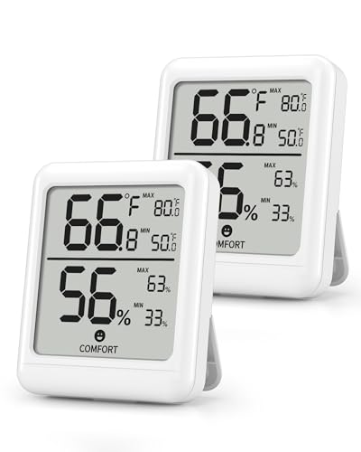 BN-LINK Digital Hygrometer Indoor Room Thermometer with LCD, 2 Pack | Accurate Temperature and Humidity Meter with Large LCD Monitor for Home, Bedroom, Terrarium, Incubator, Greenhouse - size: 2 Pack