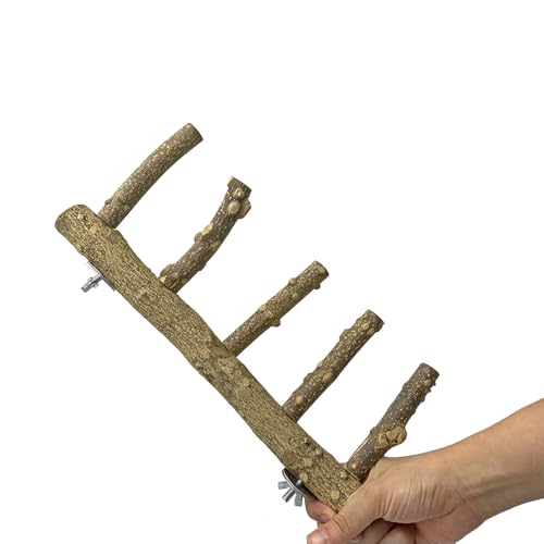 Parrot Natural Sichuan Pepper Wooden Bird Ladder Perch Cage Nature Wood Stand Chew Toy Parrot Bird Cage Accessories Suitable for Small and Medium Sized