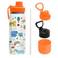 Animal 18 oz Water Bottle, with 2 Lids Handle, Insulated Sports Cup | 18oz Stainless Steel Travel Tumbler, Reusable Leak proof Anti Slip Boot Mug, Christmas Birthday Animal Gift for Son - color: Animal