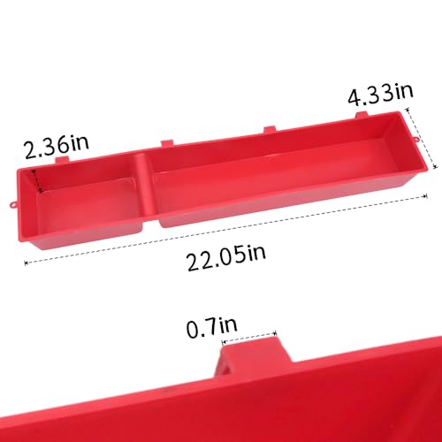 4 Pack Chicken Feeder Trough Hanging Basin Poultry Feeder Food Water Separating Dispenser for Chicken Duck Pigeon Duck Livestock Poultry (22 inches, Red)