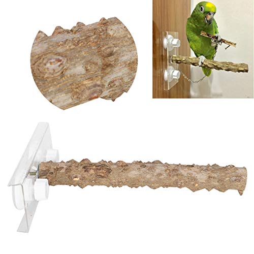 Parrots Outdoor Portable Wood Perch 30CM Pet Bird Shower Standing Rod with Suction Cup