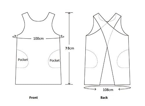 Cotton Linen Japanese Apron Halter Cross Back Bandage X Shape Aprons Two Pockets - color: Sky Blue