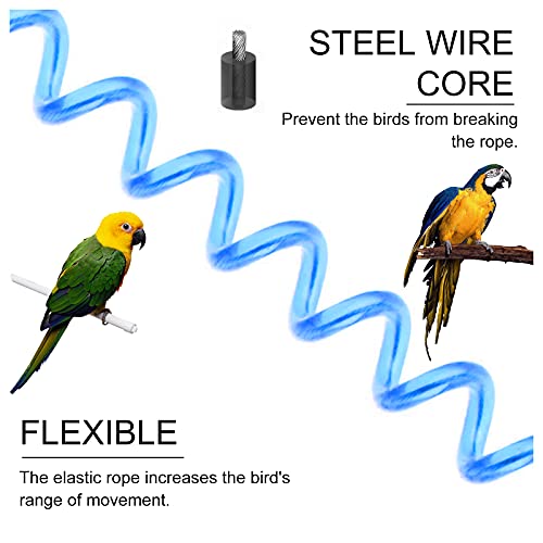 Wishlotus Parrot Flying Rope, 5 Meters Parrot Foot Chain Flying Training Leash Outdoor，Anti-Bite Elastic String Training Harness for Agapornis Fischeri Cockatiels Starling Birds (Green) - color: green