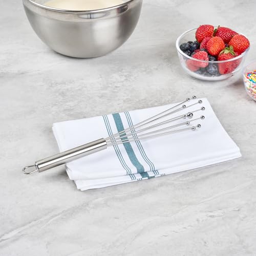 Restaurantware 10.5 in Stainless Steel Ball Whisk - German Standard Egg Beater with Ergonomic Handle, Dishwasher Safe - Manual Mixer Cooking Whisk for Baking, Stirring, Sauces, Beating - color: Ball Whisk, size: 10 3/4"