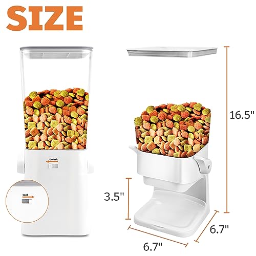 Dog Food Storage Container, 5-7 lb Pet Food Storage Containers, Downward-pressing Large Outlet Suitable for Dog, Cat, Bird Dispenser, White