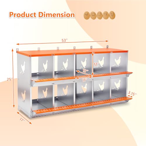 10 Compartment Galvanized Steel Nesting Box Wall Mount | Galvanized Steel Rustproof & Weather Resistant|Vented Design Keeps Interior Dry & Odor Free|Tool-Free Assembly - size: 53.0"L x 17.0"W x 25.0"H