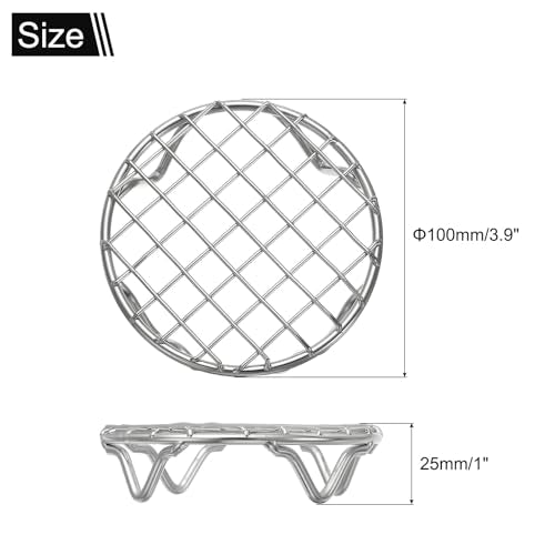 uxcell Round Cooking Rack 3.9 Inch Dia Stainless Steel Wire Cooling Steamer Rack for Baking Canning Cooking Roasting Cooling Grilling Drying, Silver - size: 3.9 Inch
