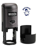 Infusion Round Teacher Stamp, Holiday, 3/4'' Self-Inking Rubber Stamp - Good Work Snowman - Navy Blue Ink - color: Good Work Snowman