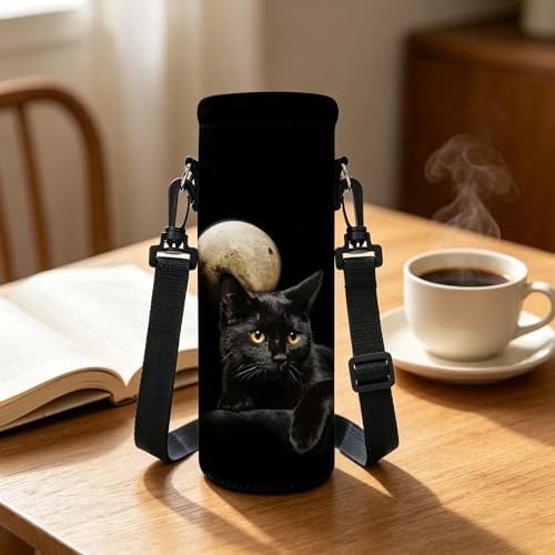 AMARY 750ML Neoprene Water Bottle Carrier Bag with Adjustable Shoulder Strap,Insulated Water Bottle Cover for Stainless Steel/Glass/Plastic Bottles 24OZ (AM-24-750-1) - color: AM-24-750-1