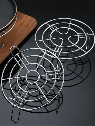 Cooking Rack with 2.8" Height Legs Round Stainless Steel with Legs Dia 8.7" Heavyweight Cross Wire Steaming Cooling Barbecue Rack/Carbon Baking Net/Grill/Pan Grate (Height 2.8",8.7"/22cm) - color: White, size: 8.7"