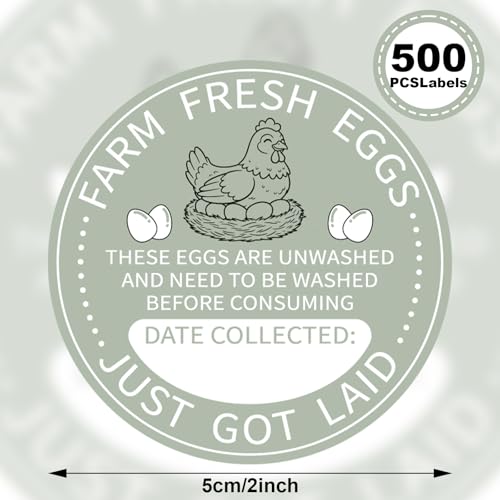 Colarr 500 Pcs Farm Fresh Eggs Carton Labels 2 Inch Egg Unwashed Handling Stickers Self Adhesive Writable Care Stickers Bulk Chicken Packaging Decal Sign for Chicken Quail Farmhouse Spring Holiday - style: Unwashed