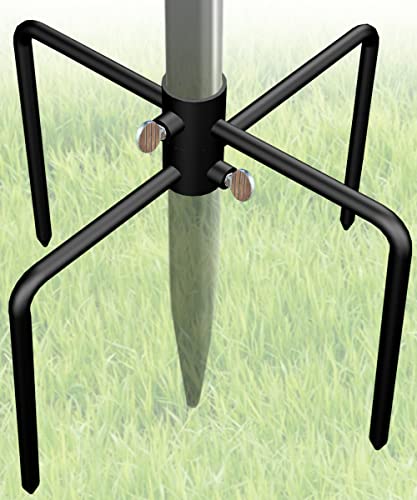 Pole Stabilizer Stand Base with 4 Prongs for Outdoor Bird Feeder Pole, In-Ground Support Applies to 0.74” to 1.1” Shepherds Hook, Black, 1 Pack, Measure Before Purchase - size: M