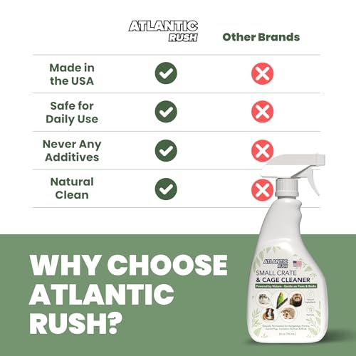 Atlantic Rush Small Animal Cage Cleaner Spray- 24oz Bottle Cage and Crate Cleaner for Guinea Pig, Hamster, Rabbit, Ferret, & Birds- Cage Cleaning Supplies Odor Eliminator (2)