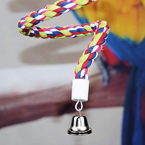 Bird Rope Perch Parakeet Toys, Spiral Cockatiel Toy, 63" Bird Bungee Rope Perches, Cage Accessories