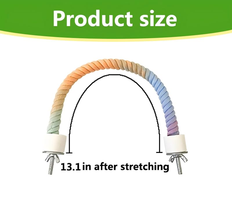 2Pcs Rope Perches for Bird Cages, Rope Perch for Parrots, Cockatiels & Parakeets, Bird Cage Accessories(S) - size: S(2pcs)