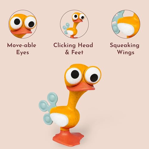 Tolo Crazy Eyed Bird | Interactive Toy for Babies 3+ Months Teething Relief | movable eyes, clicking head & feet, squeaking wings, rattle sound, sensory, teething baby toys, developmental play, fun gift - color: Crazy Eyed Bird