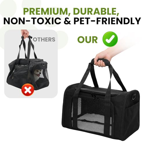 Soft-Sided Cat Carrier 20x13x13 in Expandable Travel Pet Bag 22LBS | For Cats and Small Dogs with Anti-Scratch Mesh Washable Mat Collapsible Escape-Proof Airline Approved with Shoulder Strap - color: Black, size: 13.4"L x 13.4"W x 20.1"H