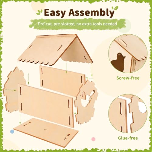 BELEEV 2 Pack Bird House Wind Chime Kit for Kids, DIY Birdhouse Kits to Build & Paint, Include Paints & Brushes, Wooden Arts and Crafts Gift for Children Boys Girls Ages 4-12 - color: 2 Pack Bird House