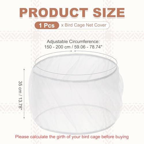 Bird Cage Seed Catcher, Bird Cage Net Cover Seeds Guard, Universal Birdcage Accessories, White, Circumference 59.1"-78.7", Height 13.8" for Parrot Cockatiel Enclosures - color: White, size: Circumference 59.1"-78.7", height 13.8"
