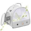 Bird Carrier, Portable Small Bird Parrot Parakeet Carrier with Standing Perch and Soft Mat, Side Access Window Collapsible (Grey, Mesh Windows) - color: Grey