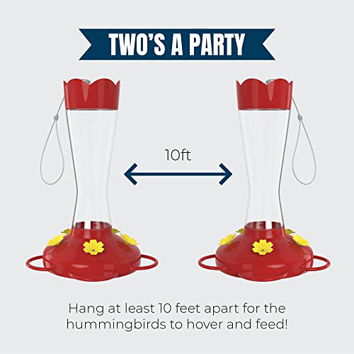 MEKKAPRO Glass Hummingbird Feeder 2-Pack 10oz Top Fill 5 Feeding Ports | Designed As A Top Fill Hummingbird Feeder, This Hanging Backyard Feeder Set Offers 5 Nectar Feeding Stations For Outdoor Use - color: Classic, size: 10oz - 2 Pack