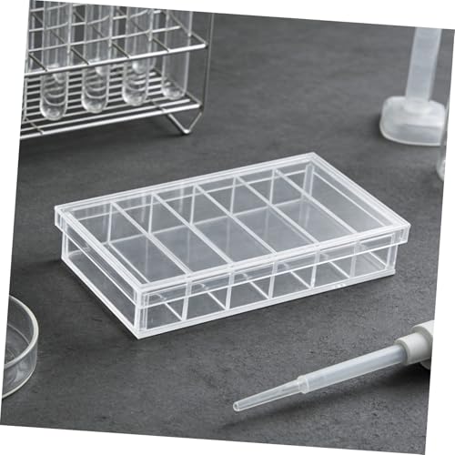 Healifty Acrylic Incubation Tray with Lid, 6-Compartment Laboratory Specimen Box 6.6x3.8 for Fish Hatching and Experiment Observation
