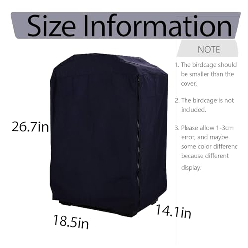 QBLEEV Birdcage Cover, Parrot Cage Night Cover Shade, Universal Cage Covers | Pet blackout windproof light-proof sleep reduces distractions night tear-resistant cloth without cage-14.1x18.5x26.7"(LxWxH） - color: Blue, size: 14.1"L X 18.5"W X 26.7"H