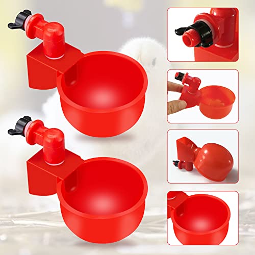 Chicken Water Cups 6 PCS Automatic Watering Cup 3/8 Inch Filling Waterer Poultry Drinking Bowl for Duck Rabbit Feeder with Drill Bit
