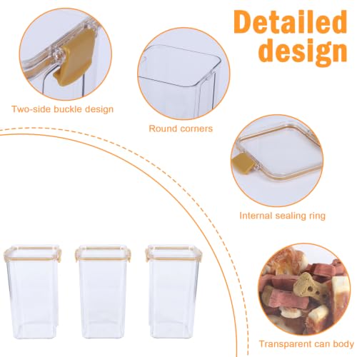 3Pack Pet Food Storage Containers, Airtight Dog Food Storage Container with Locking Clips, Dog Treat Container with a Stickers & Pen for Customizing, for Pet,Bird Seeds,Dog & Cat Treats(Golden) - color: Golden