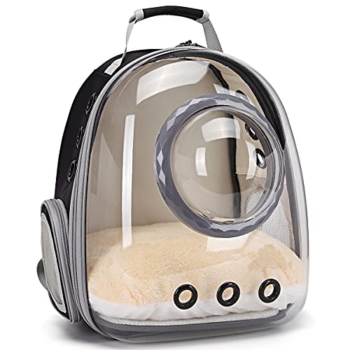 Bubble Cat Carrier Backpack, Transparent Pet Carrier Backpack for Small Puppy and Bunny, Space Capsule Bubble Cat Backpack Carrier, Airline Approved Waterproof Green Pet Backpack for Small Dog - color: Black