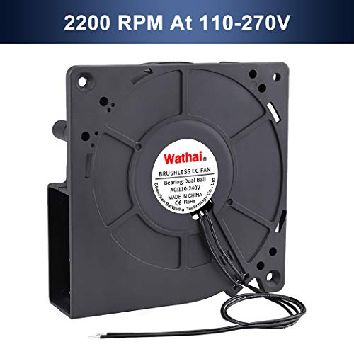 Wathai EC 120mm x 32mm Centrifugal Blower Fan AC 110V 120V Dual Ball | Duall Ball 4W Power Energy-Saving, High Airflow Centrifugal Blower Fan AC 110V 115V 120V 220V 240V - style: 120x32mm 100-220V