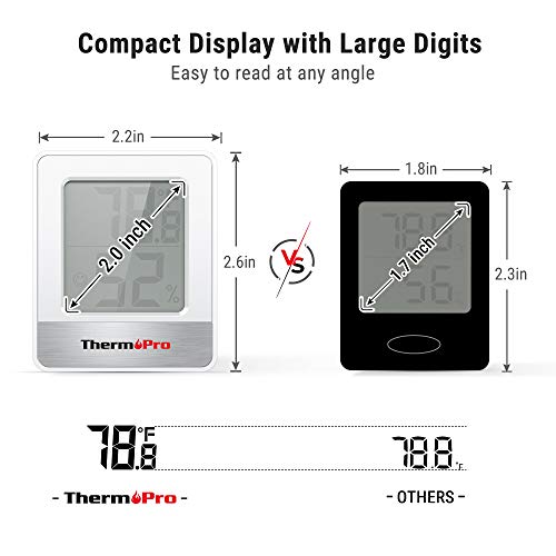 TempPro TP49 Digital Hygrometer Indoor Thermometer | Humidity Meter Room Thermometer with Temperature and Humidity Monitor Mini Hygrometer (Previously ThermoPro) - color: White Indoor Thermometer