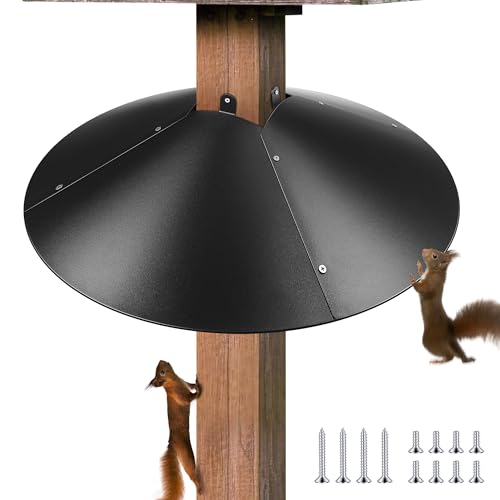 Qualirey 21.5" Metal Squirrel Proof Baffle, for 4 x 4 Posts,Black,1 Pack | Wrap Around Guard for Bird Feeder Pole to Deter Squirrels - color: Black