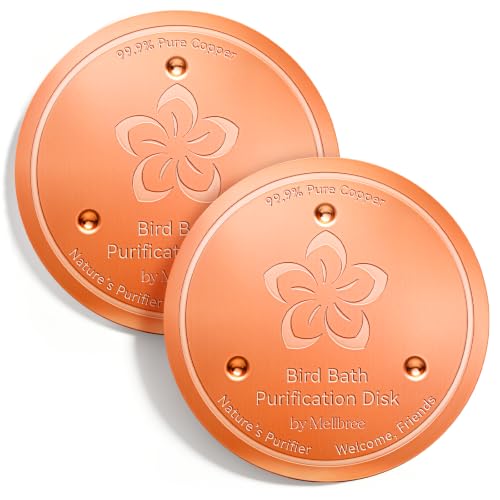 Mellbree 2-Pack Bird Bath Copper Disc, 0.6mm Flower-Style Reinforced 99.99% Pure Copper Disk for Physical Safe Clean Water, Universal Compatible with Outdoor Birdbaths, Bowl (Flower) - color: Copper Flower