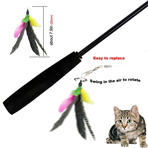 Cat Feather Toys Refills, 8 Pieces Natural Da Bird Feathers Refill, Cat Wand Replacement Feather for Indoor Cats (D) - color: D-8 PCS Feather Refills