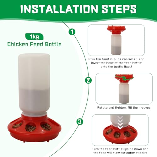 Chick Feeder and Waterer kit 1L Drinker & Feeder for Chickens Broilers,& Birds Quail Pigeon