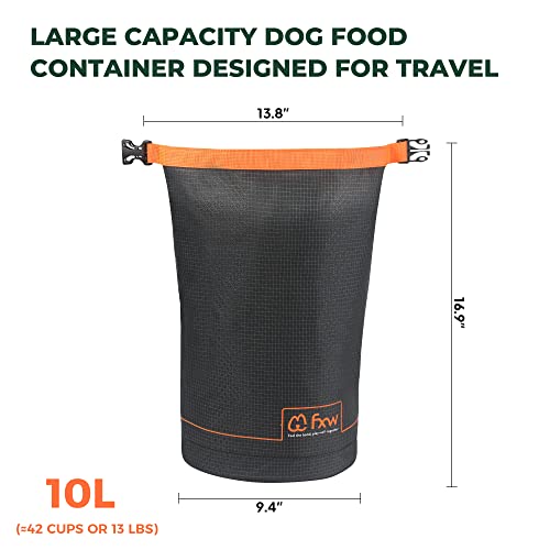 FXW Dog Food Travel Bag, Large Capacity for Travel Kibble Storage, 42 Cups | for RV Road Trips, Camping, Longterm Dog Boarding, Freshness Support, Odor Control, Easy Pouring - size: 10L