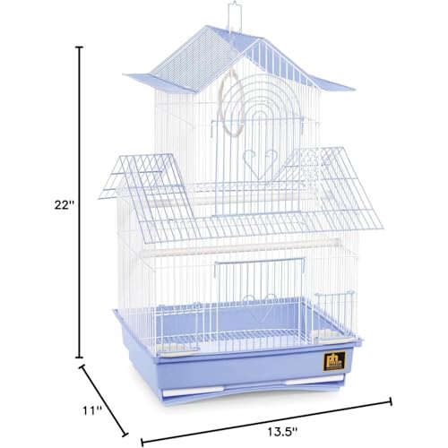HomeStock Rustic Retreat Bird Cage with Natural Wood Accents, Durable Metal Construction, Spacious Interior, and Comfortable Features for Birds' Light Blue - color: Light Blue
