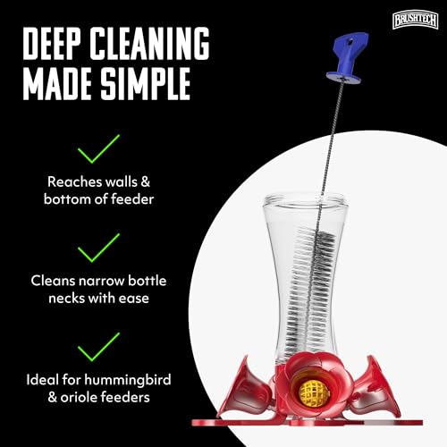 Brushtech Hummingbird Feeder Brush - Flexible Reach & Comfort Grip | Rust-Resistant Feeder Brush with Flexible Wire & Ergonomic Grip - Reaches Deep into Narrow Feeders for Easy Cleaning - style: Single Head
