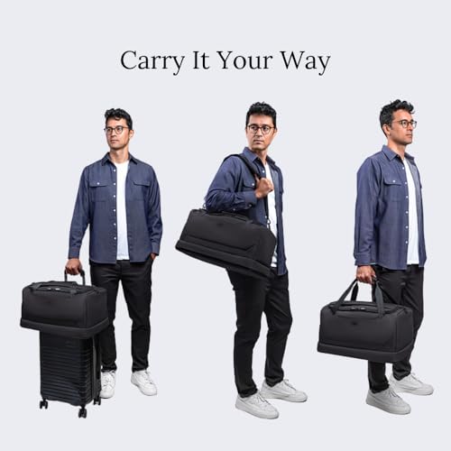 Knack Expandable Travel Duffel Midnight Black | 35L Duffel with hidden, separate 13L compartment easily organizes 4-5 days of travel gear. - color: Midnight Black, style: Travel Duffel