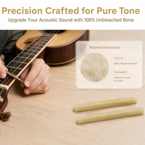 Miwayer 6 String Acoustic Guitar Unbleached Bone Saddle, Guitar Bridge Saddles, Cut from Whole Bones, 72x3x9mm (6 String Acoustic Saddle 72mm 2 Pack) - color: 6 String Acoustic Saddle 72mm 2 Pack